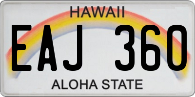 HI license plate EAJ360