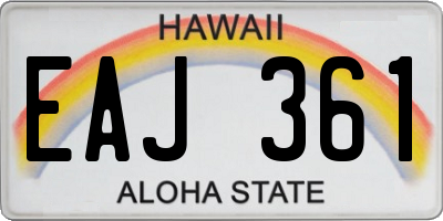 HI license plate EAJ361