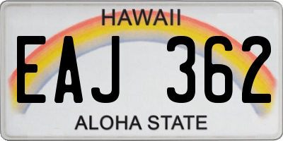 HI license plate EAJ362