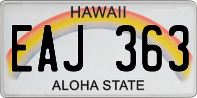 HI license plate EAJ363