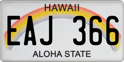 HI license plate EAJ366