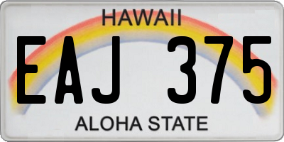 HI license plate EAJ375