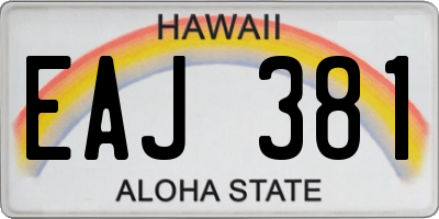 HI license plate EAJ381