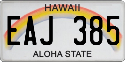 HI license plate EAJ385