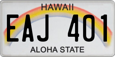 HI license plate EAJ401