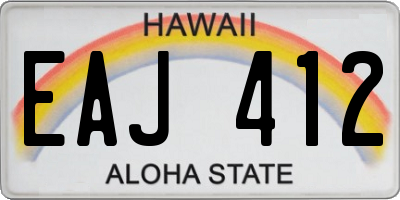 HI license plate EAJ412