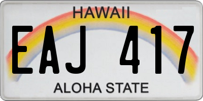 HI license plate EAJ417