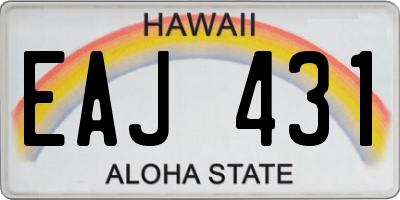 HI license plate EAJ431