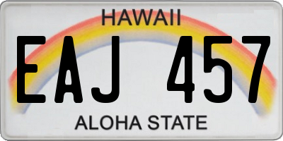 HI license plate EAJ457