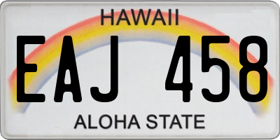 HI license plate EAJ458