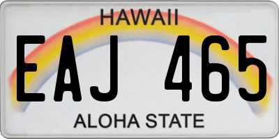 HI license plate EAJ465