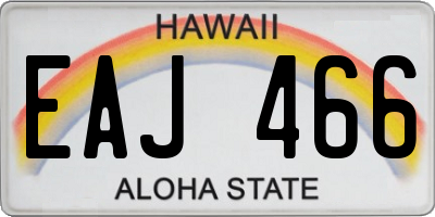 HI license plate EAJ466