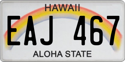 HI license plate EAJ467