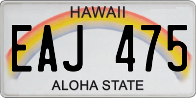 HI license plate EAJ475