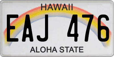 HI license plate EAJ476