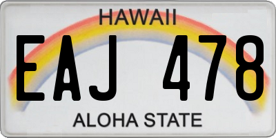 HI license plate EAJ478