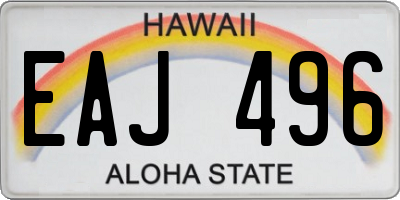 HI license plate EAJ496