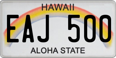 HI license plate EAJ500