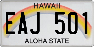 HI license plate EAJ501