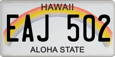 HI license plate EAJ502