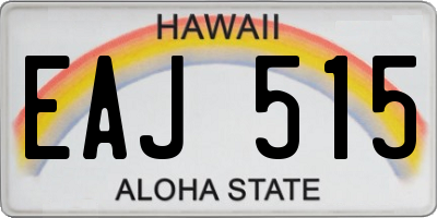 HI license plate EAJ515