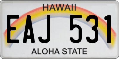 HI license plate EAJ531