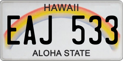 HI license plate EAJ533