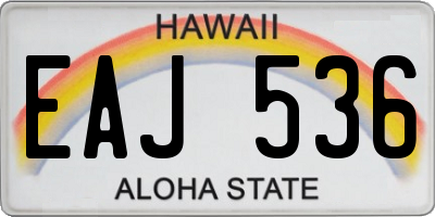 HI license plate EAJ536