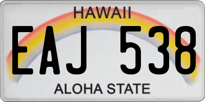 HI license plate EAJ538