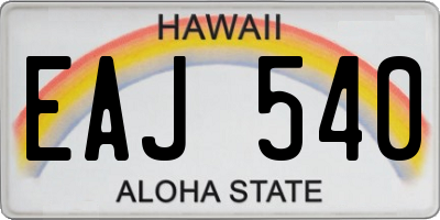 HI license plate EAJ540