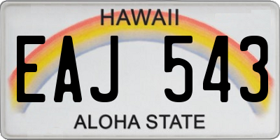 HI license plate EAJ543