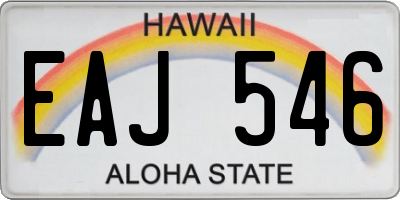 HI license plate EAJ546