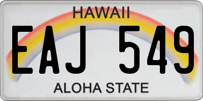 HI license plate EAJ549