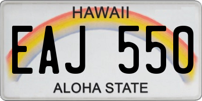 HI license plate EAJ550