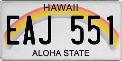 HI license plate EAJ551