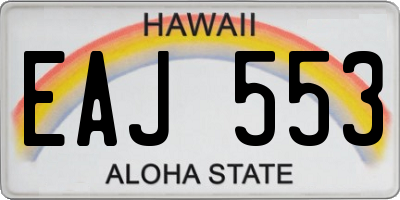 HI license plate EAJ553