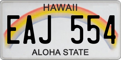 HI license plate EAJ554