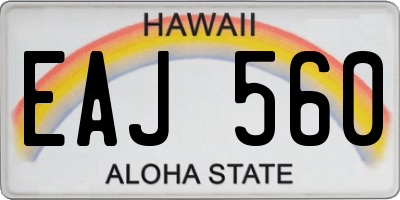 HI license plate EAJ560