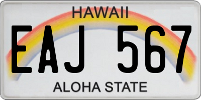 HI license plate EAJ567