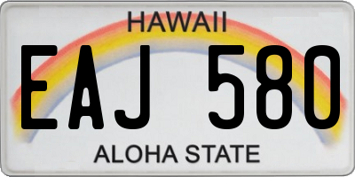 HI license plate EAJ580