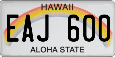 HI license plate EAJ600