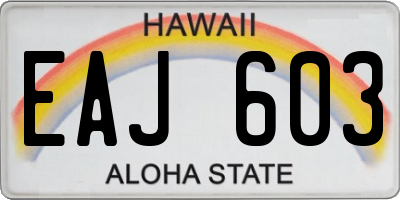 HI license plate EAJ603