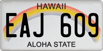 HI license plate EAJ609