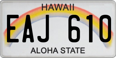 HI license plate EAJ610