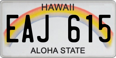 HI license plate EAJ615