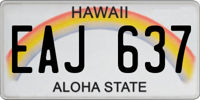 HI license plate EAJ637