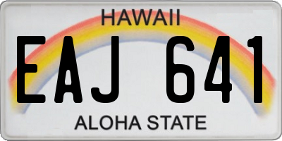 HI license plate EAJ641