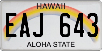 HI license plate EAJ643