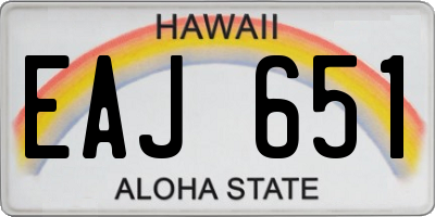 HI license plate EAJ651