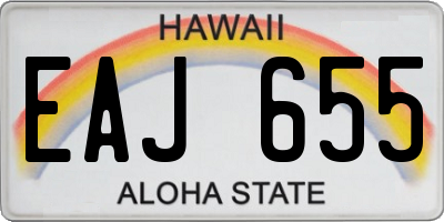 HI license plate EAJ655